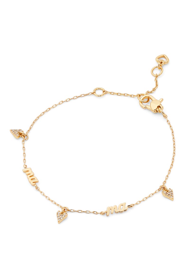 love you, mom mama charm bracelet, Main, color, CLEAR/ GOLD