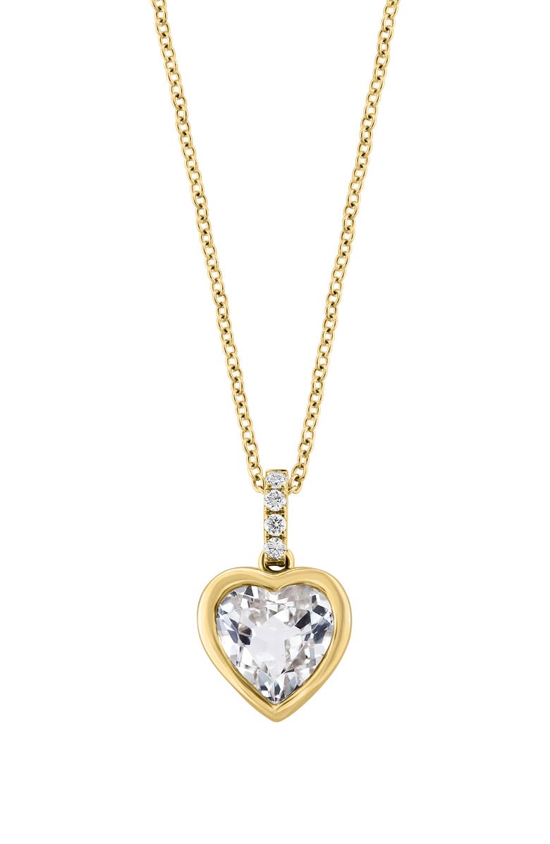 EFFY White Topaz & Diamond Heart Pendant Necklace - 0.05ct., Main, color, 