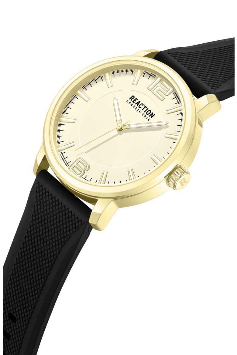 Classic Black Silicone Strap Watch, 44mm, Alternate, color, YELLOW/ BLACK