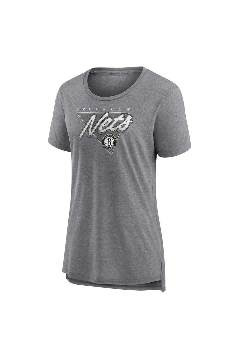 Women's Fanatics Branded Heathered Gray Brooklyn Nets True Classics Tri-Blend T-Shirt, Alternate, color, Heather Gray