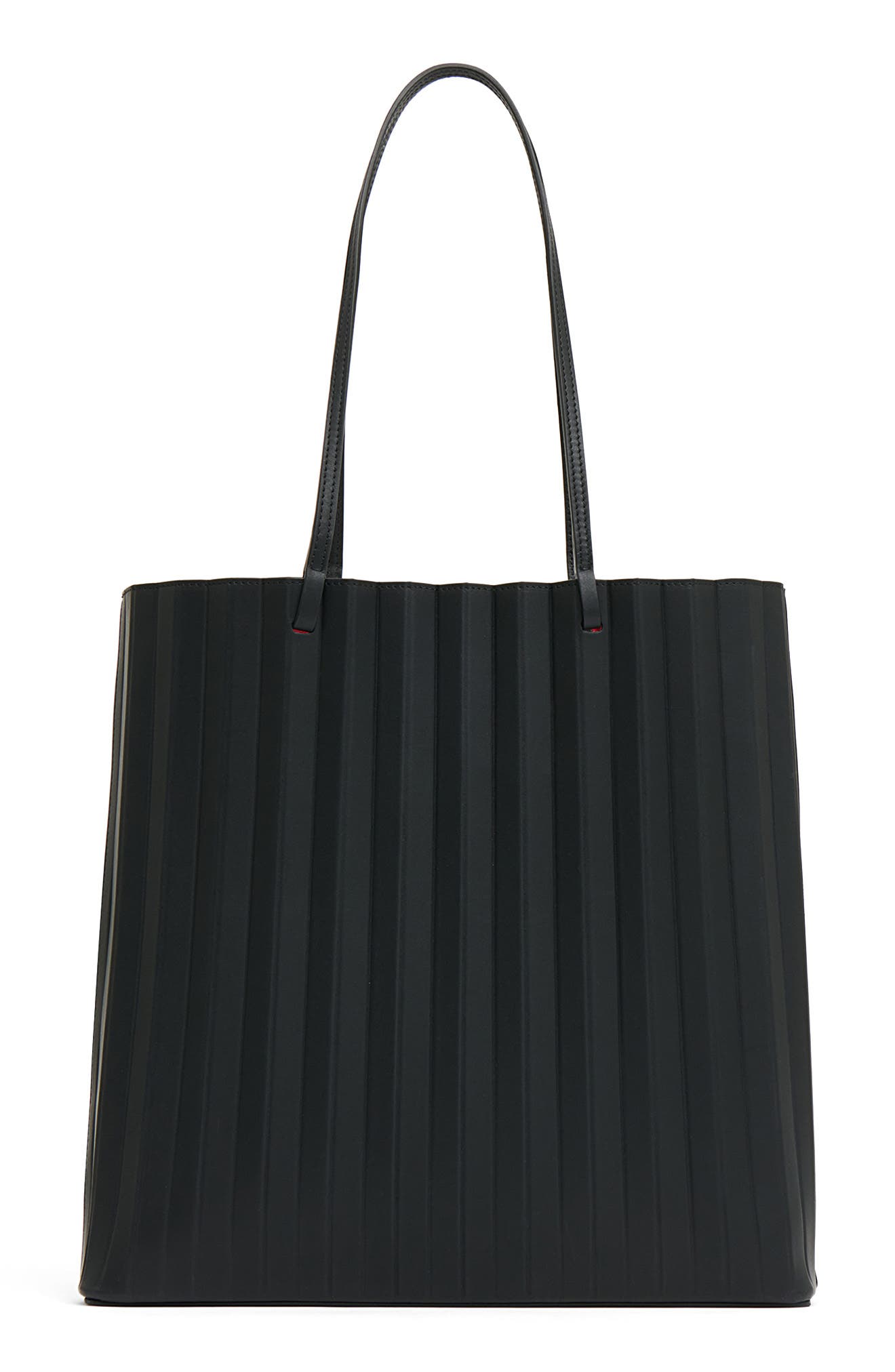 Large Filo Pleated Tote, Main, color, BLACK/ FLAMMA