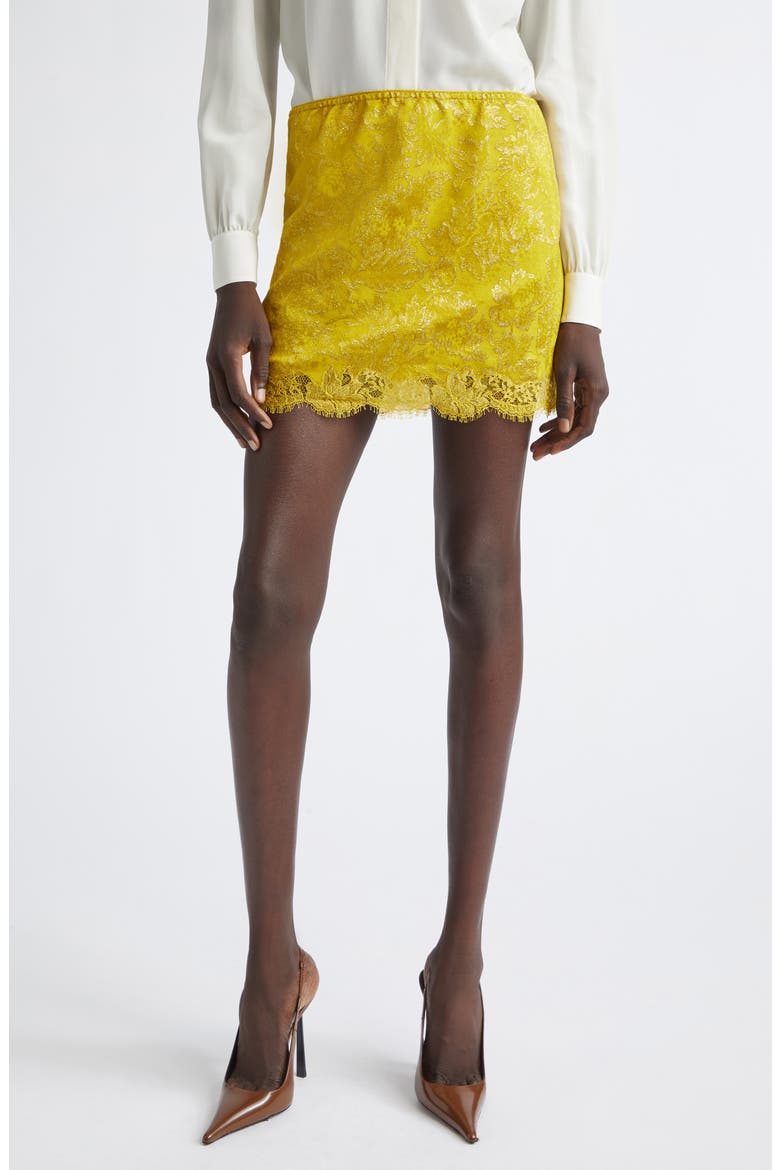 Baroque Jacquard & Lace Miniskirt, Main, color, JAUNE ACIDE OR
