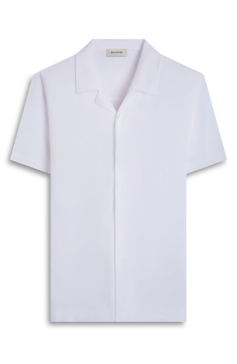 Bugatchi Terry Cloth Camp Shirt, Alternate, color, White