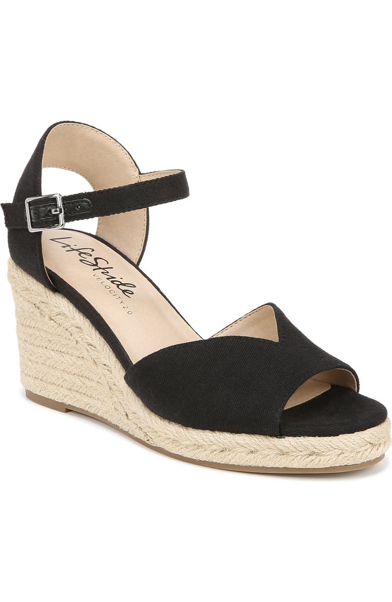 LifeStride Tess Ankle Strap Espadrille Platform Wedge Sandal, Main, color,
