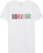 Cinq à Sept Bonjour Sequin Appliqué Cotton T-Shirt
