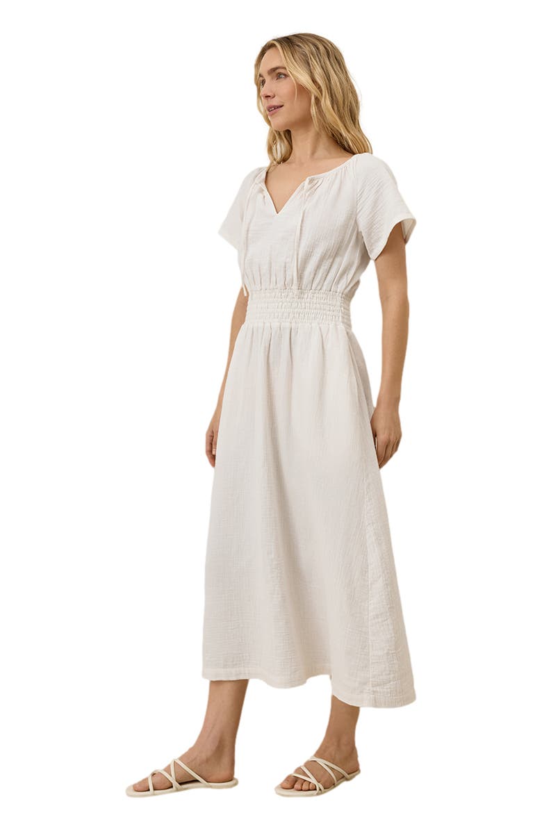 Pact Organic Cotton Coastal Double Gauze Boho Midi Dress, Alternate, color, Sea Salt