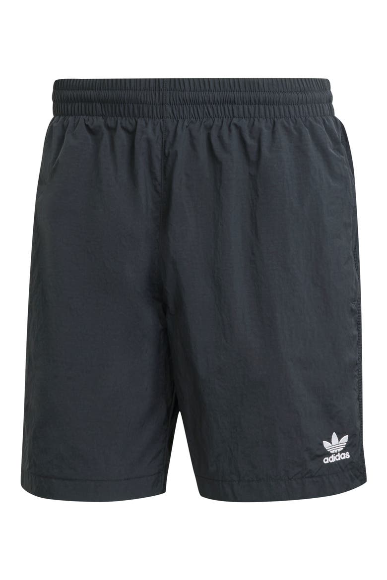 Essentials Trefoil Logo Shorts, Alternate, color, BLACK/ WHITE