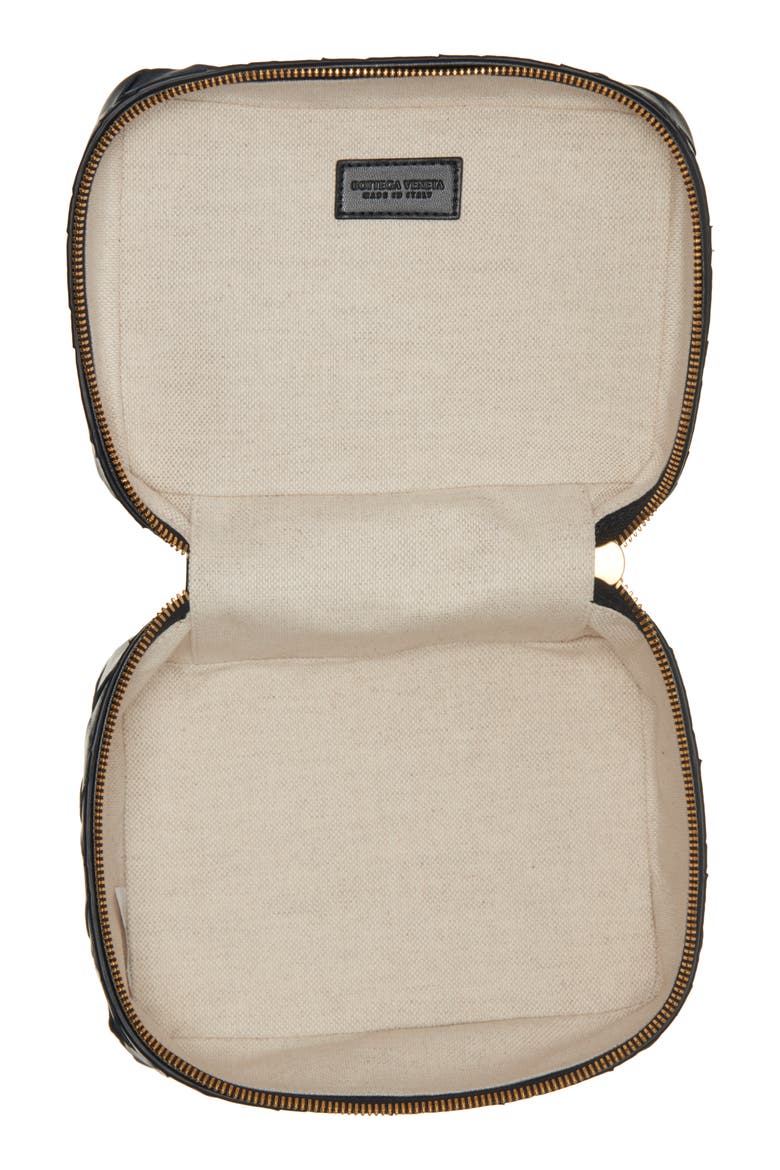 Intrecciato Leather East/West Vanity Case, Alternate, color, BLACK-GOLD