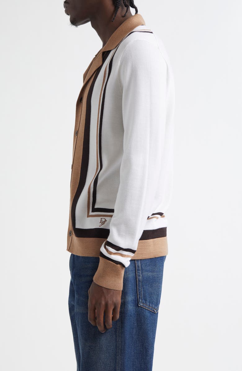 Dolce&Gabbana Colorblock Virgin Wool & Silk Cardigan, Alternate, color, Latte/ Marrone/ Beige