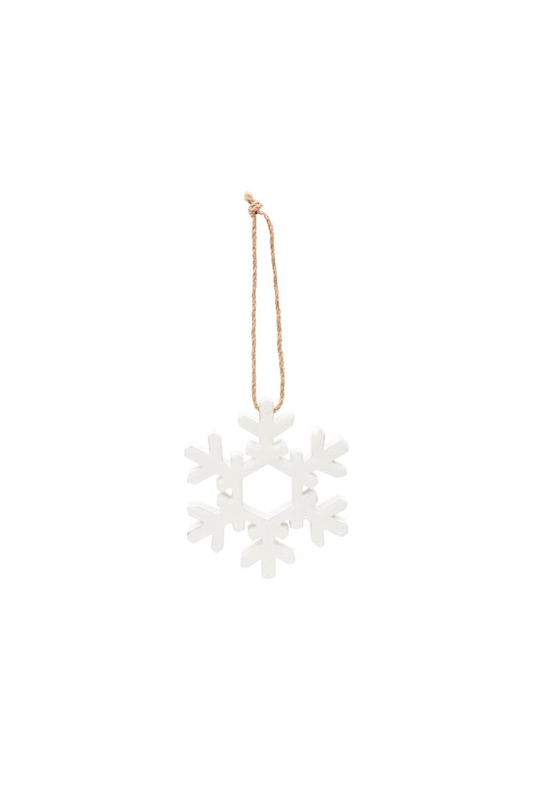 MDF Enamel Snowflake Christmas Tree Ornament, Main, color, White