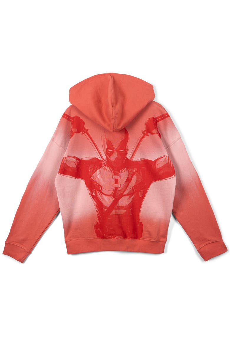 Deadpool & Wolverine Fleece Pullover Hoodie, Alternate, color, Coral Pink Deadpool