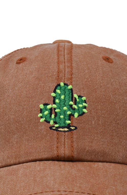 Dalix Cactus Embroidered Low Crown Cap In Washed Orange