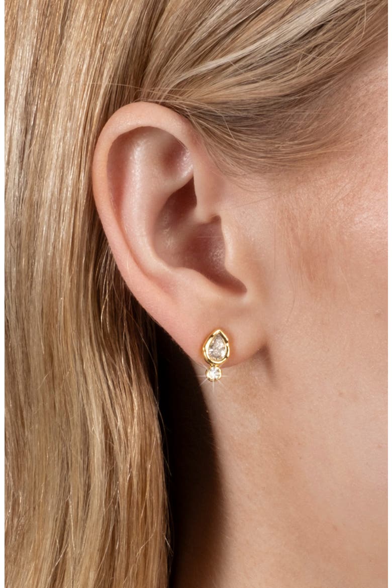 Asterales 14k Gold Plated Cubic Zirconia Teardrop Stud Earrings, Alternate, color, STONES