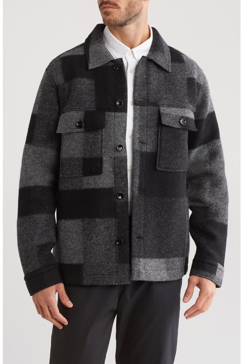 Wilas Wool Blend Shirt Jacket, Main, color, DARK GREY CHECK