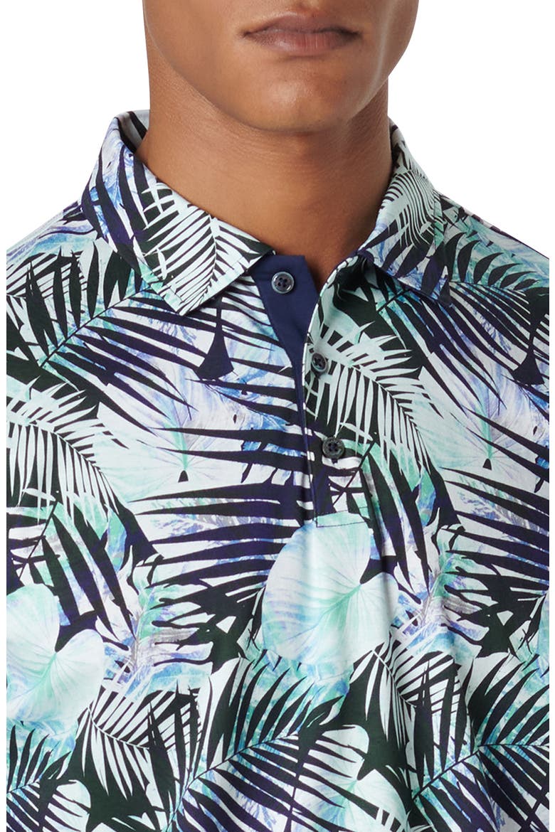 Hendrix Digital Leaf Print Pima Cotton Polo, Alternate, color, TURQUOISE