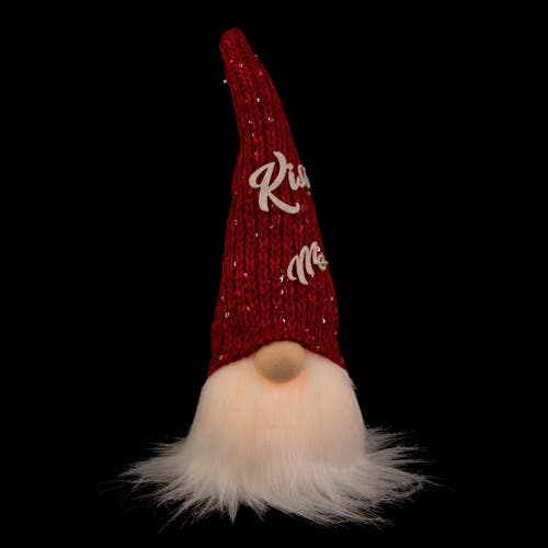 Northlight 11.5" Lighted Knit 'kiss Me' Hat Valentine's Day Gnome In Red