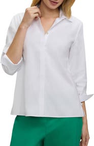 Foxcroft Beatrice Matte Satin Side Button Shirt