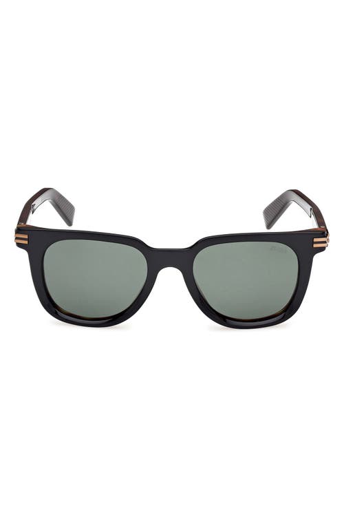 Zegna 50mm Polarized Geometric Sunglasses In Black