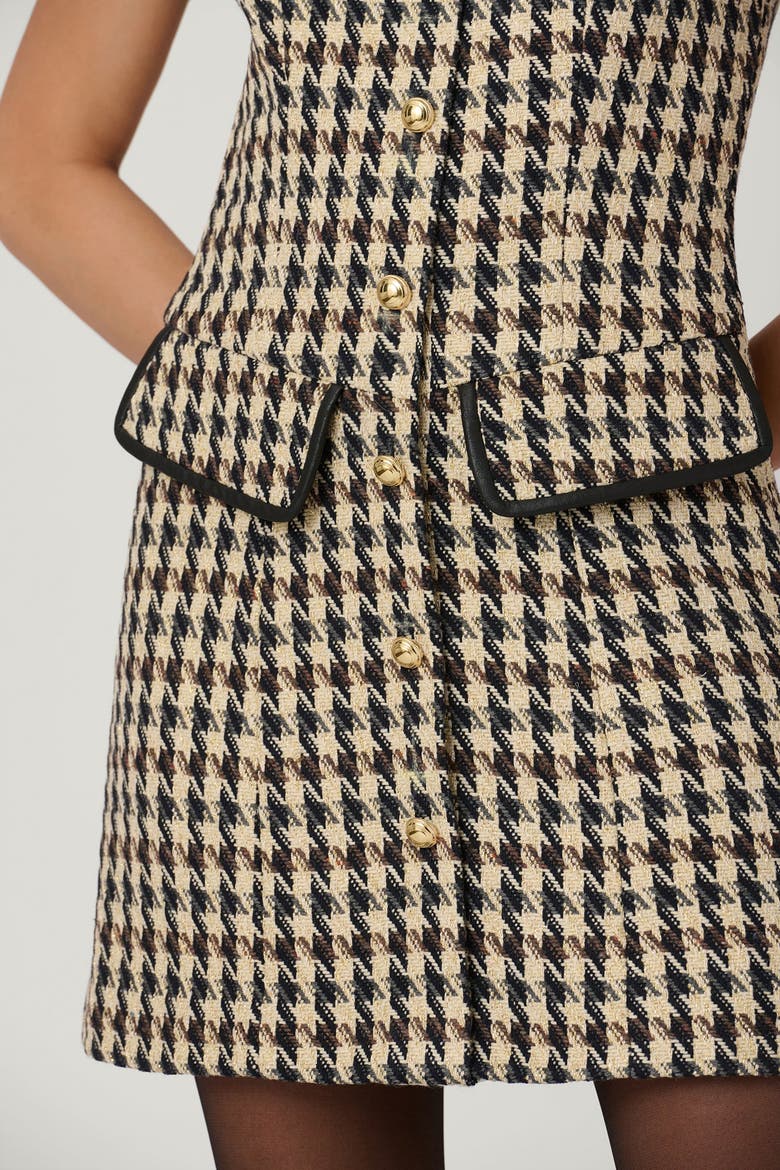 Abigail Houndstooth Tweed Dress, Alternate, color, Jet Multi