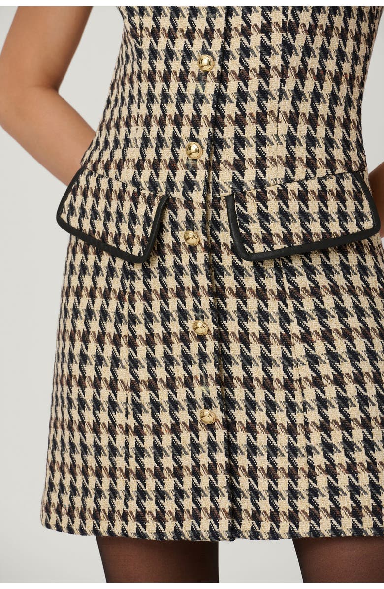 Shoshanna Abigail Houndstooth Tweed Dress, Alternate, color, Jet Multi