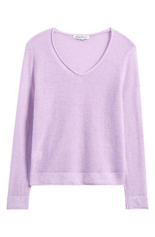 Tommy Bahama Cedar V-neck Linen Sweater In Sleepy Violet