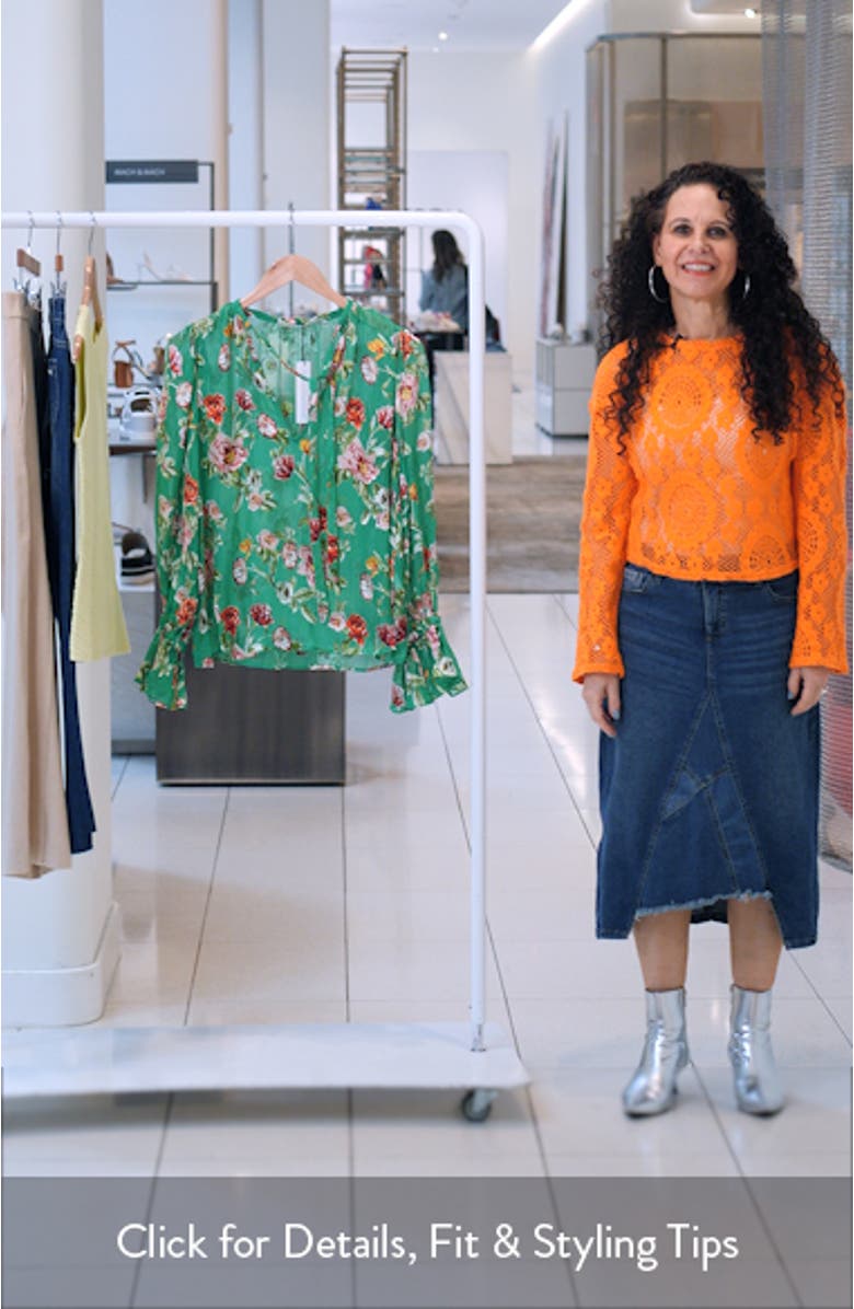 Moranne Floral Print Tie Neck Top, sales video thumbnail