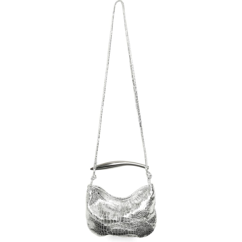 Walter Baker Hazel Mini Woven Leather Hobo In Silver
