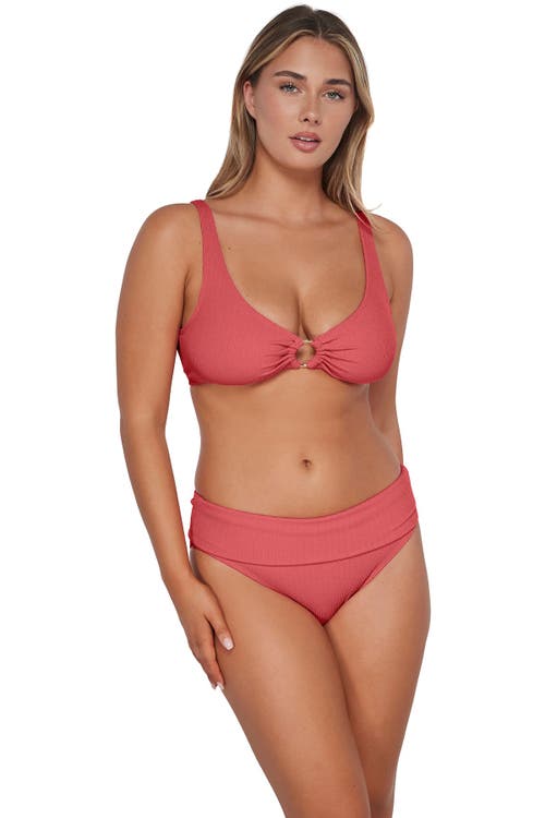 Pacifica By Sunsets Hannah High Waist Bikini Swim Bottoms In Hibiscus Tea