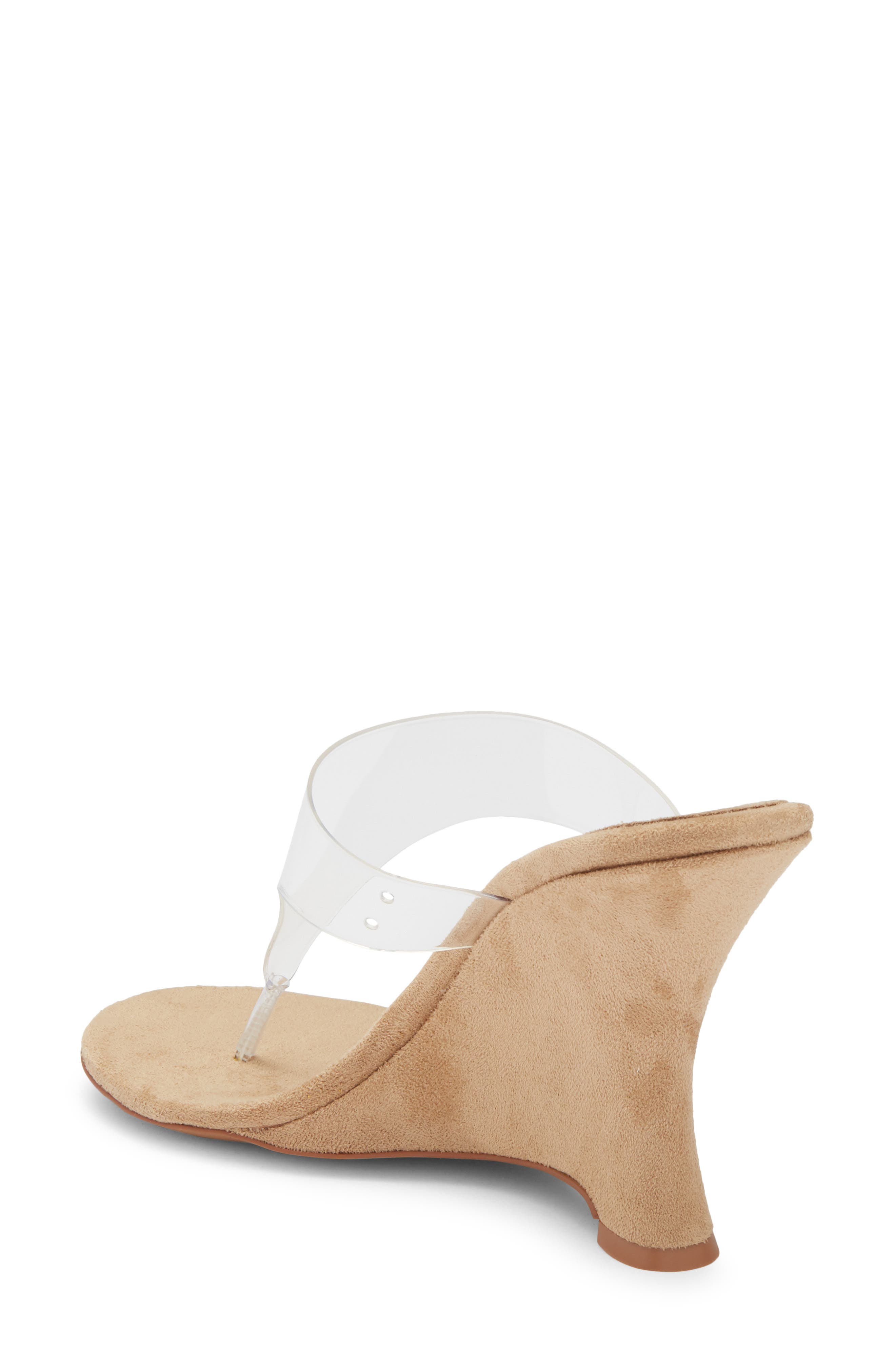 Jeffrey Campbell Persistent Wedge Slide Sandal, Alternate, color, Beige Suede Clear