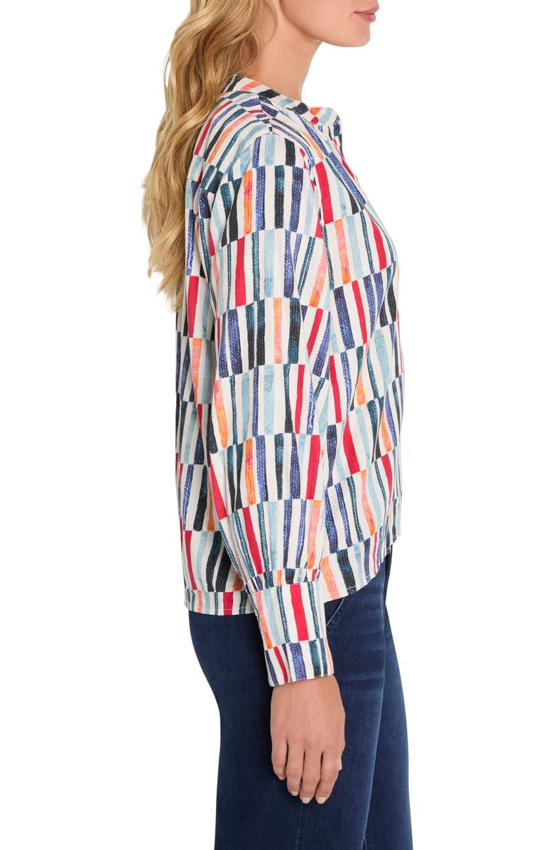NIC+ZOE Broken Stripe Cotton Top, Alternate, color, Blue Multi