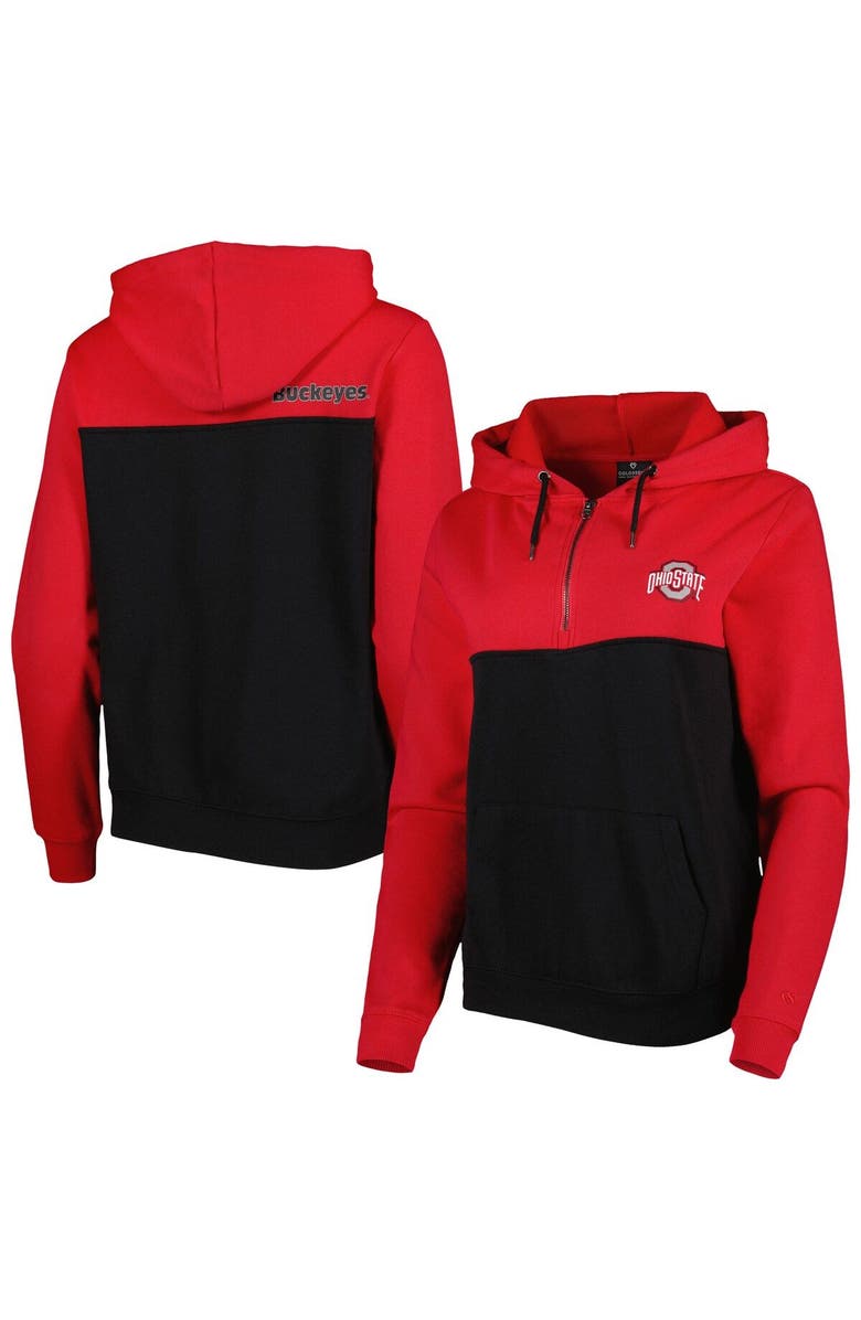 COLOSSEUM Women's Colosseum Black/Scarlet Ohio State Buckeyes Aidan Lightweight Half-Zip Hoodie, Main, color, Black