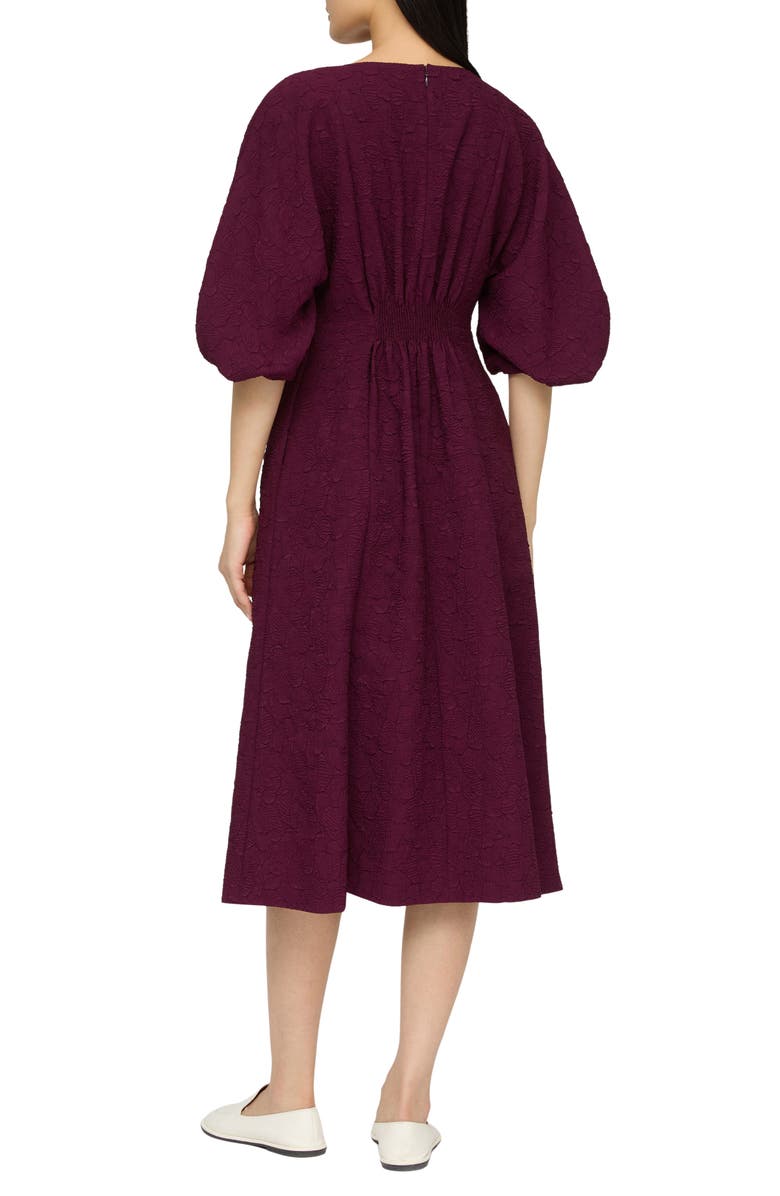 Lafayette 148 New York Balloon Sleeve Matelassé Jacquard Midi Dress, Alternate, color, Violet Ash
