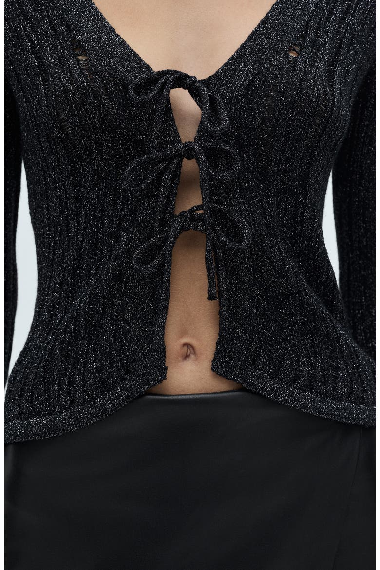 Metallic Cardigan, Alternate, color, BLACK