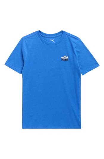 Puma Kids' Sneaker Cotton Graphic T-shirt In Blue