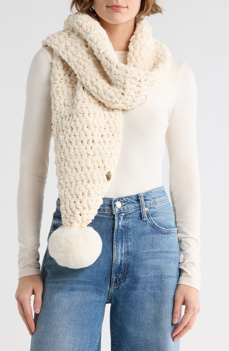 Kurt Geiger London Chunky Chenille Knit Scarf, Main, color, Bone