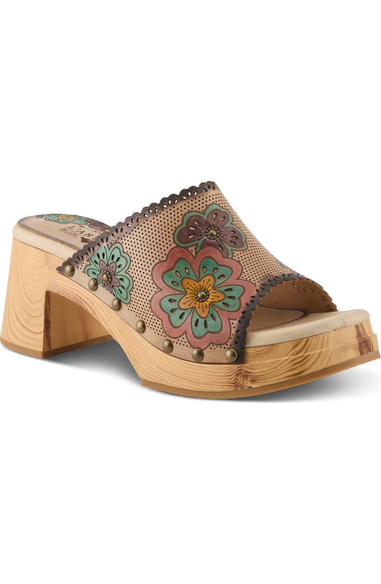 L'Artiste by Spring Step Retrostar Platform Slide Sandal, Main, color, Beige Multi