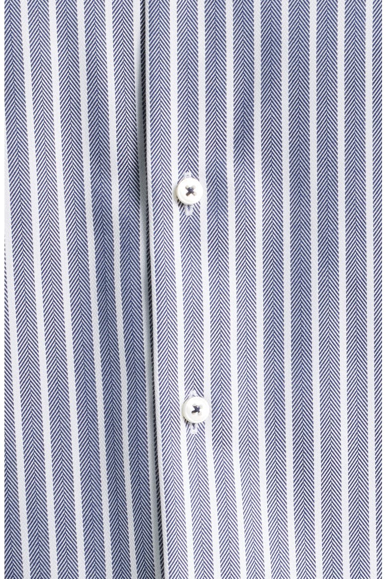 Modern Fit Stripe Non-Iron Cotton Herringbone Dress Shirt, Alternate, color, BLUE GREY