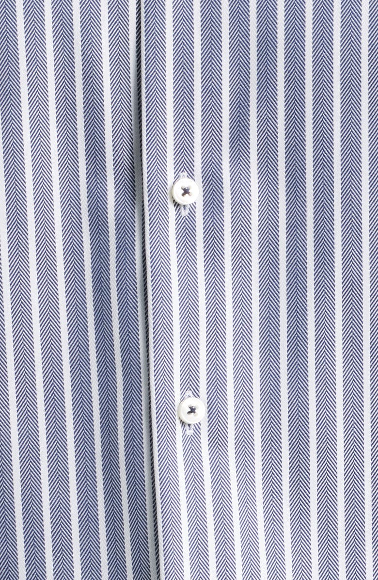 1863 by Eterna Modern Fit Stripe Non-Iron Cotton Herringbone Dress Shirt, Alternate, color, Blue Grey