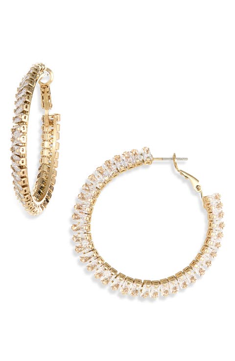 Baguette CZ Hoop Earrings