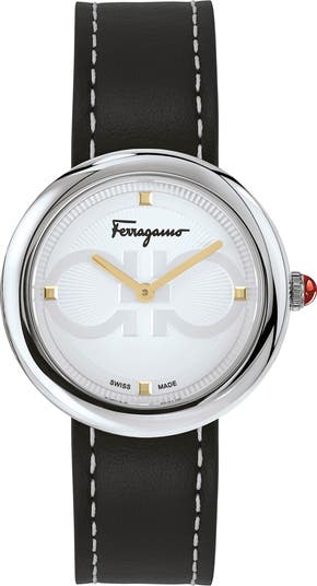 Chic Quartz Leather Strap Watch, 32mm