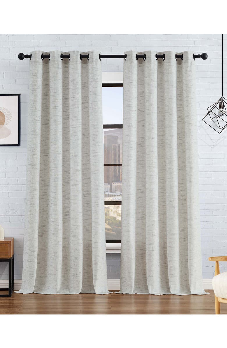 Lucky Brand Sierra Textured Set of 2 Curtain Panels, Alternate, color, Taupe