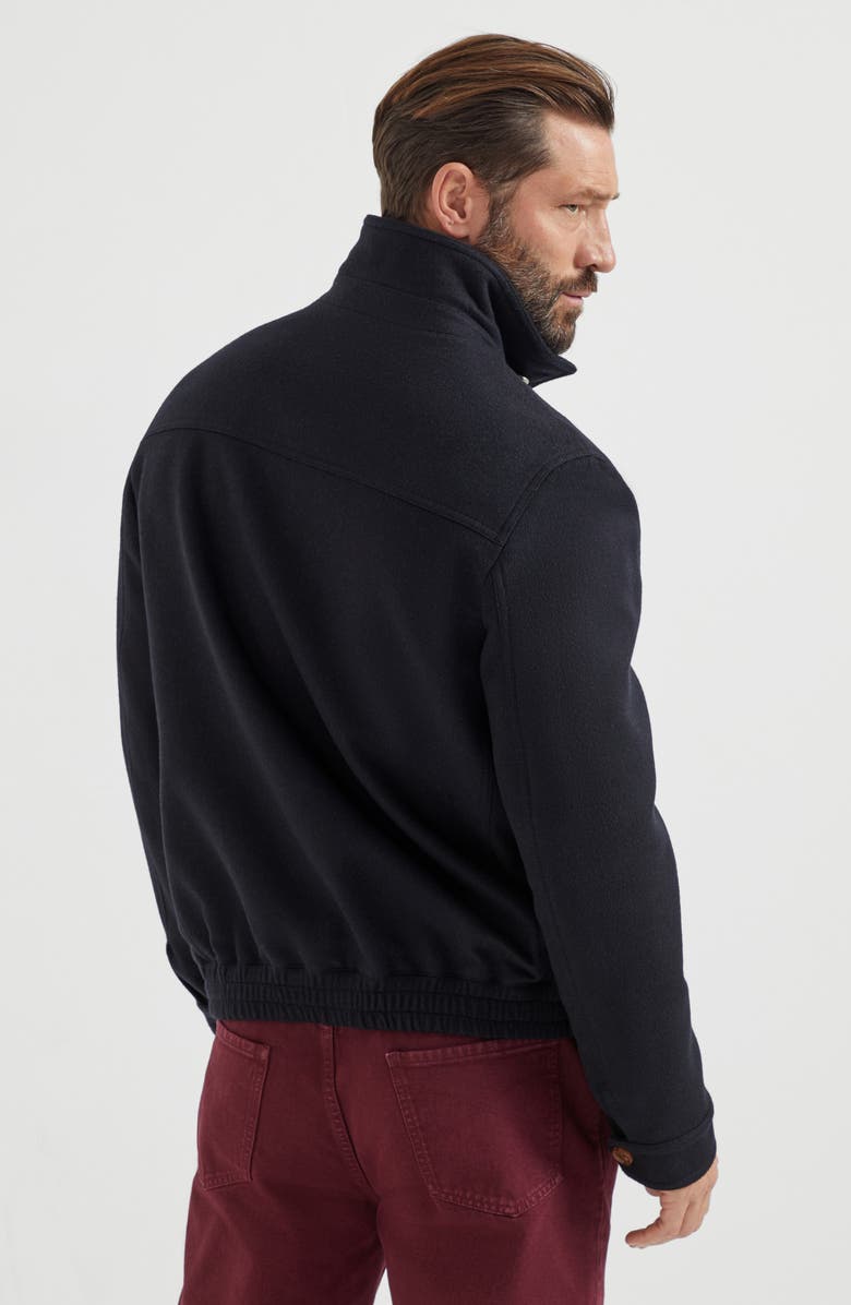 Brunello Cucinelli Wool flannel bomber jacket, Alternate, color, Black