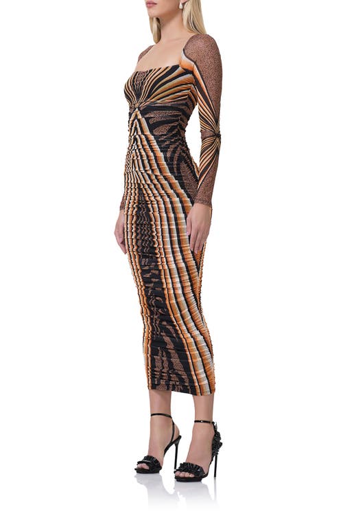 AFRM AFRM MAGGIE RUCHED LONG SLEEVE BODY-CON MIDI DRESS