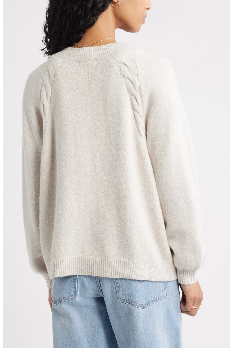 Relaxed Everyday Cardigan, Alternate, color, BEIGE OATMEAL LIGHT HEATHER