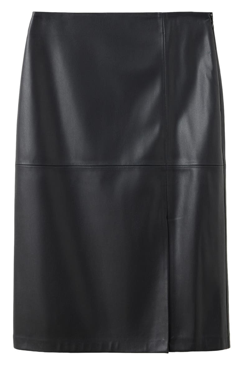 Faux Leather Midi Skirt, Main, color, BLACK