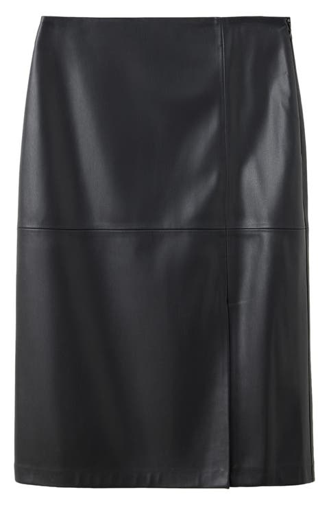Faux Leather Midi Skirt