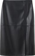 MANGO Faux Leather Midi Skirt