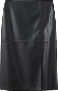 MANGO Faux Leather Midi Skirt