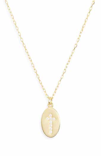 ARGENTO VIVO Cubic Zirconia Cross Oval Pendant Necklace