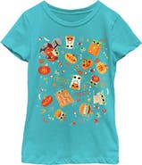 Star Wars: The Mandalorian Girl's Star Wars The Mandalorian Halloween Candy Collage Graphic T-Shirt